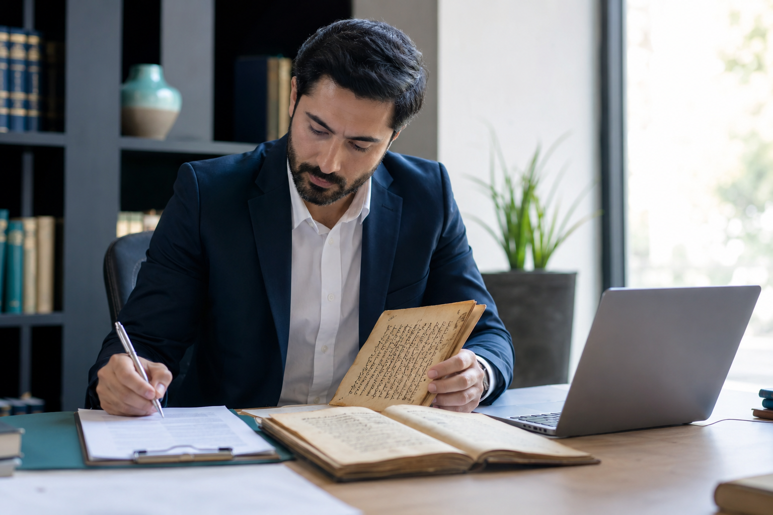 An Arabic specialist reviewing academic material